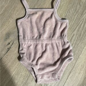 Quincy Mae Plush Terry One-Piece in blush taupe